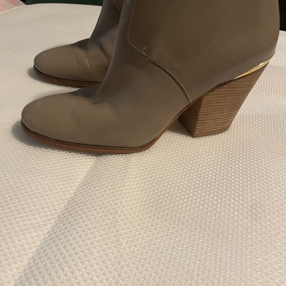 Cole Haan Tan Heeled Boots with Stacked Heel